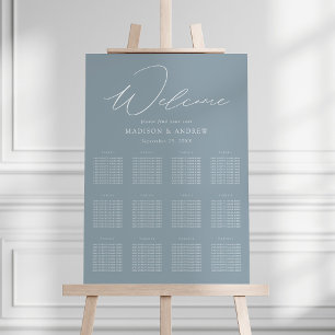 Modern Elegant Script Dusty Blue Seating Chart Foam Board
