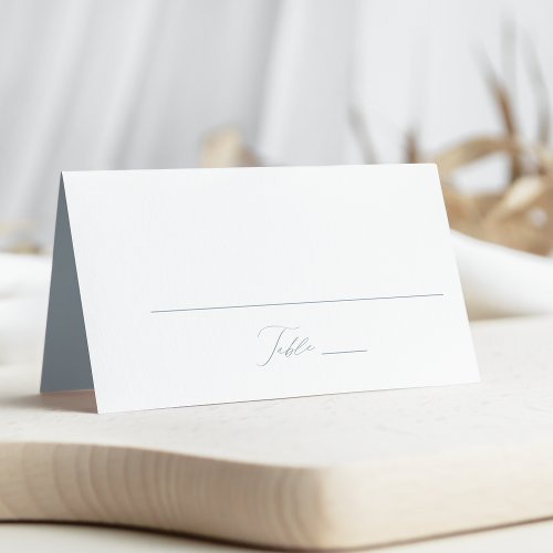 Modern Elegant Script Dusty Blue Wedding Place Card