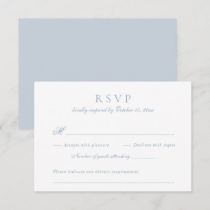 Modern Elegant Script Dusty Blue Wedding RSVP Invitation