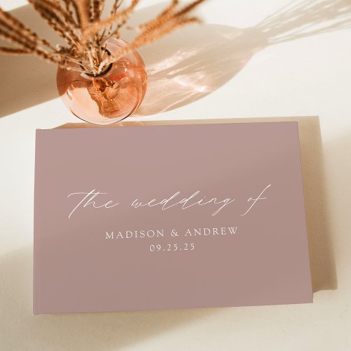 Modern Elegant Script Dusty Rose Wedding Guest Book