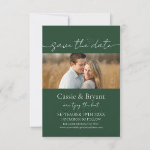 Modern Elegant Script Emerald Green Save the Date