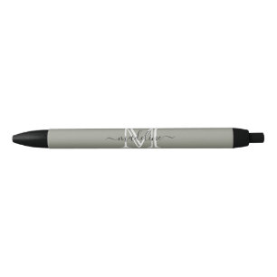 Modern Elegant Script Evergreen Fog Monogram Pen