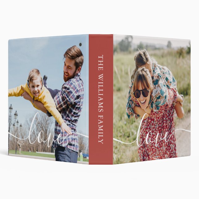 Modern Elegant Script Family Photo 3 Ring Binder (Background)