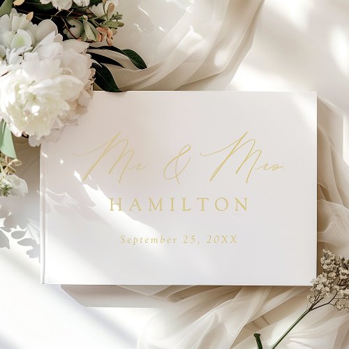 Modern Elegant Script Foil Photo Wedding Foil Guest Book