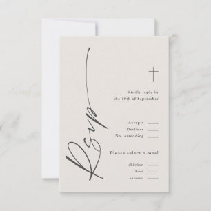 Modern Elegant Script Gender Neutral Boho Baptism RSVP Card