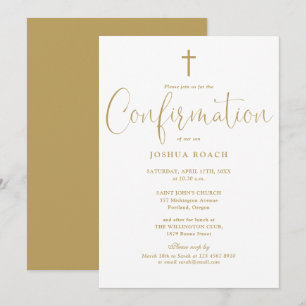 Modern Elegant Script Gold Confirmation Invitation