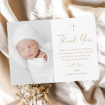 Modern Elegant Script Gold Cross Photo Baptism Thank You Card<br><div class="desc">Modern Elegant Script Gold Cross Photo Baptism Thank You Card. Click the personalize button to customize this design with your details. To change the colors and fonts choose edit this design further to open up additional options for customization.</div>