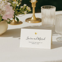 Modern Elegant Script Gold Heart Wedding Table