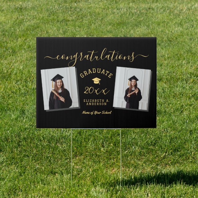Modern Elegant Script Graduate 2 Photo Graduation Sign (Insitu)