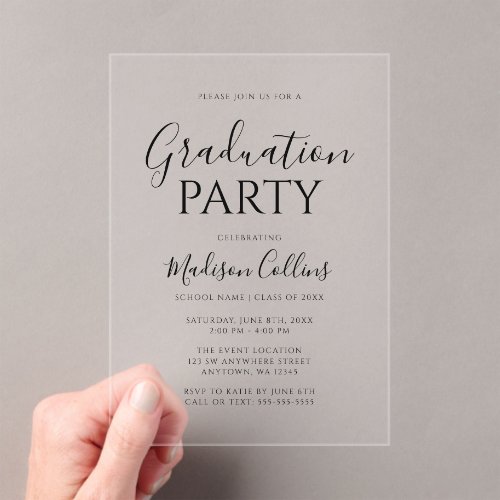 Modern Elegant Script Graduation Party