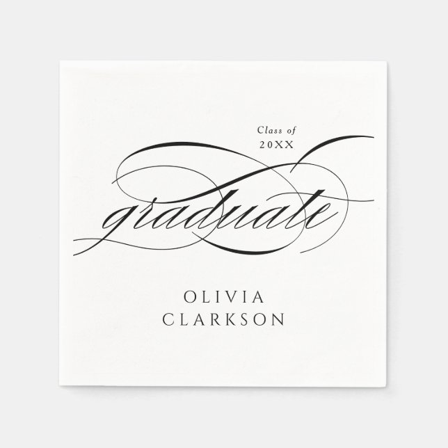 Modern Elegant Script Graduation Party Napkins (Front)