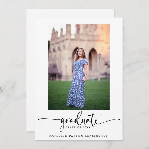 Modern Elegant Script Graduation Photo Announcement