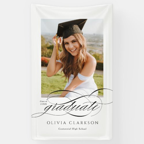 Modern Elegant Script Graduation Photo Party Banner