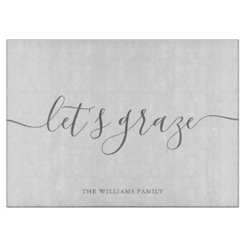 Modern Elegant Script Gray Family Grazing Board