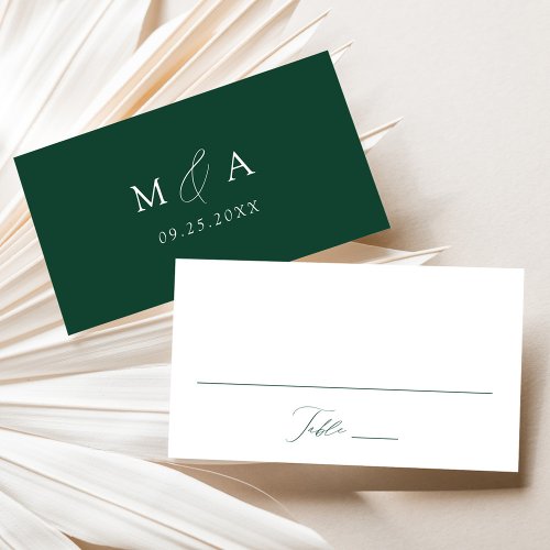 Modern Elegant Script Green Wedding Place Card