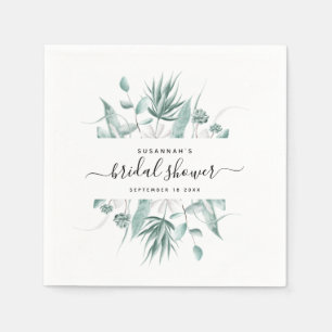 Modern Elegant Script Greenery Bridal Shower Napkins