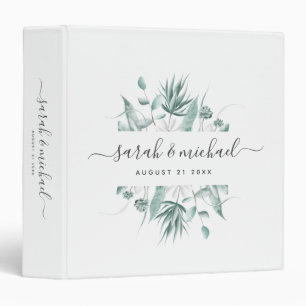 Modern Elegant Script Greenery Wedding Guest Noteb 3 Ring Binder