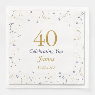 Modern Elegant Script Happy Birthday Custom Paper Dinner Napkins