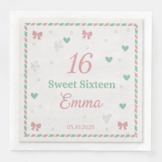 Modern Elegant Script Happy Birthday Custom Paper Dinner Napkins