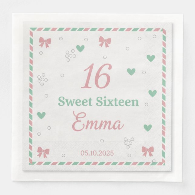 Modern Elegant Script Happy Birthday Custom Paper  Dinner Napkins (Front)