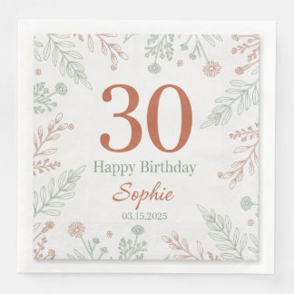 Modern Elegant Script Happy Birthday Custom Paper Dinner Napkins