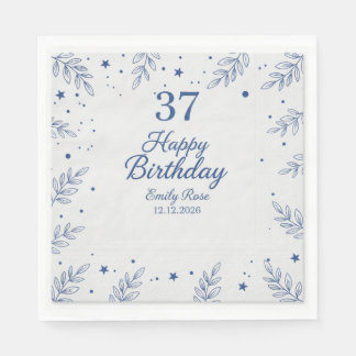 Modern Elegant Script Happy Birthday Custom Paper Napkins