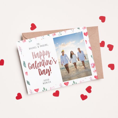 Modern Elegant Script Happy Galentines Day Photo  Postcard