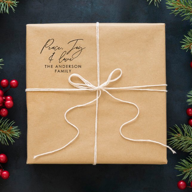 Modern elegant script holiday personalized self-inking stamp (Creator Uploaded)