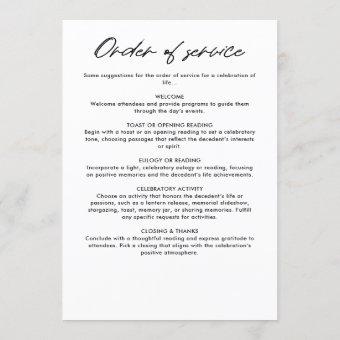 Modern Elegant Script In Loving Memory Funeral Program | Zazzle