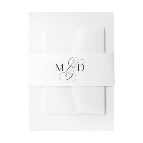 Modern Elegant Script Initials Wedding Invitation Belly Band