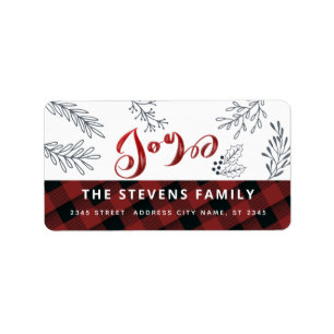 Modern elegant script joy winter botanical classic label