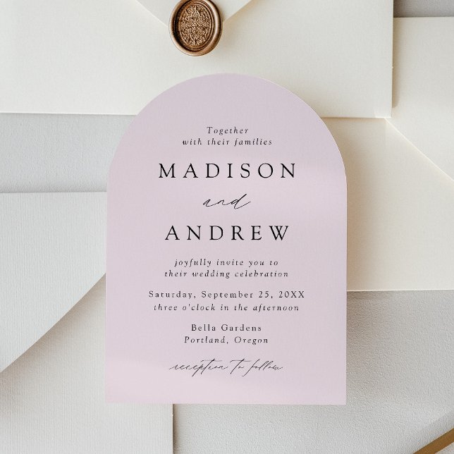 Modern Elegant Script Lavender Arch Wedding Invitation (Creator Uploaded)