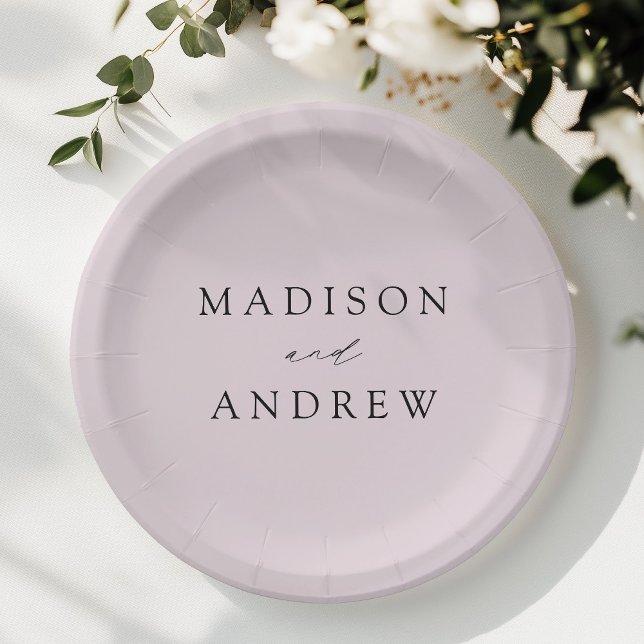 Modern Elegant Script Lavender Purple Wedding Paper Plates (Creator Uploaded)