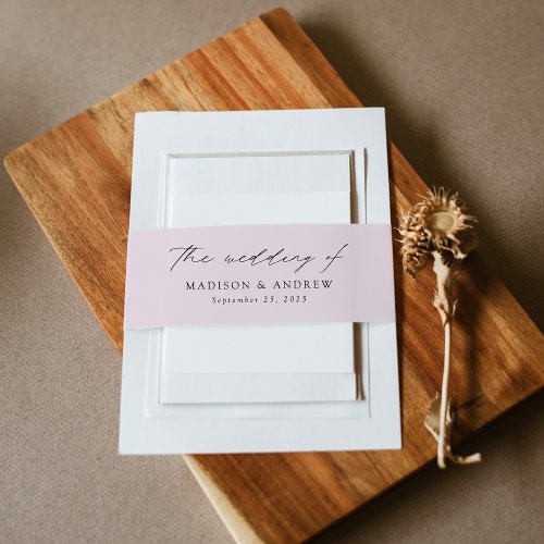 Modern Elegant Script Lavender Wedding Invitation Belly Band