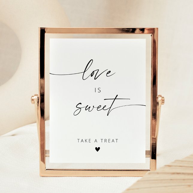Modern Elegant Script Love Is Sweet Favors Poster (Creator Uploaded)