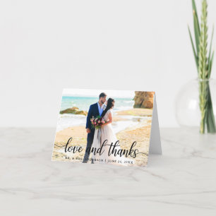 Modern Elegant Script Love Thanks Wedding B Note Letterpress Thank You Card