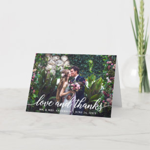 Modern Elegant Script Love Thanks Wedding Fold Thank You Card