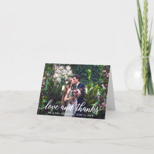 Modern Elegant Script Love Thanks Wedding Note Thank You Card