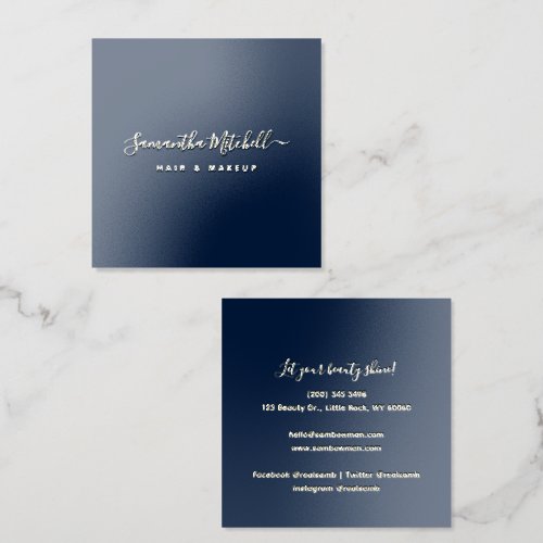 Modern Elegant Script Makeup Stylist Foil Spot Gloss Business Cards