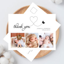 Modern Elegant Script Minimal 3 Photo Baby Shower