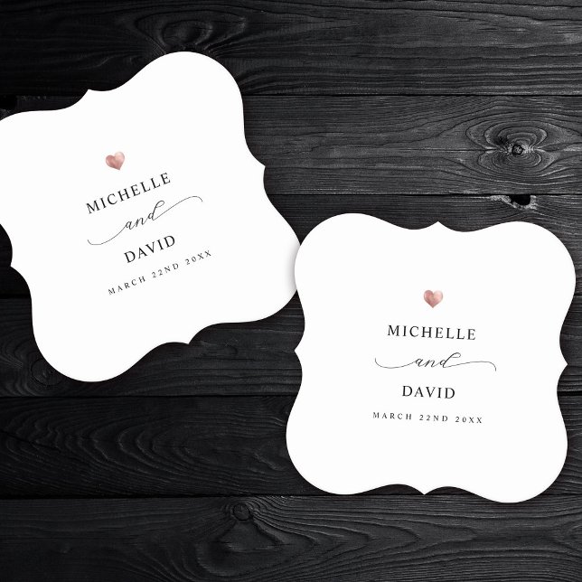 Modern Elegant Script Minimal Gold Wedding Favor Paper Coaster (Creator Uploaded)