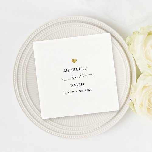 Modern Elegant Script Minimal Gold Wedding Napkins