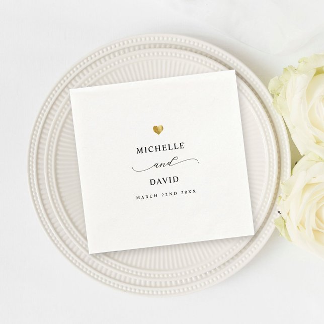 Modern Elegant Script Minimal Gold Wedding Napkins (Creator Uploaded)