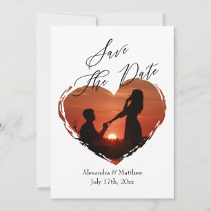 Modern Elegant Script Minimalist Heart Photo Save The Date
