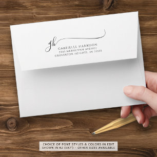 Modern Elegant Script Monogram Initials Your Color Envelope
