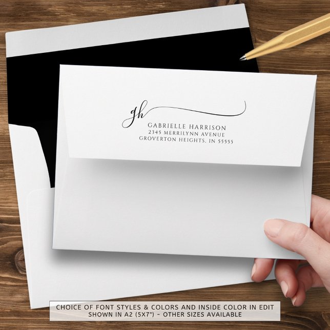 Modern Elegant Script Monogram Initials Your Color Envelope (Creator Uploaded)