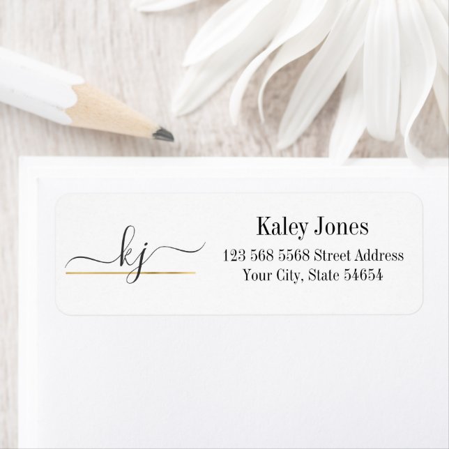 Modern Elegant Script Monogram Return Address Label (Insitu)