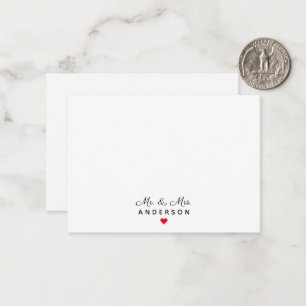 Modern Elegant Script Mr & Mrs Wedding Minimalist Note Card