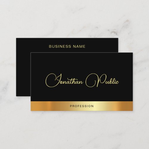 Modern Elegant Script Name Black Gold Template Business Card