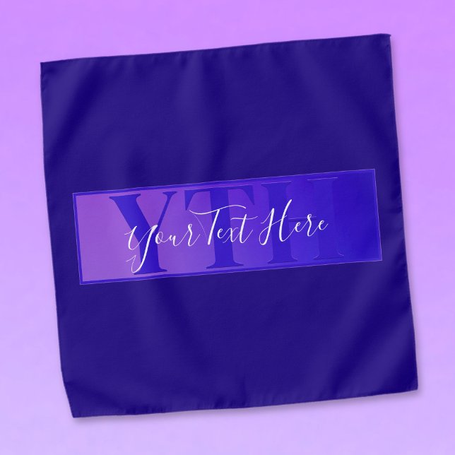 Modern Elegant Script Name & Monogram Ombre Purple Bandana (Creator Uploaded)